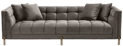 Casa Padrino divano di lusso in velluto con 4 cuscini grigio / ottone 231 x 95 x H. 68 cm - Divano del Soggiorno - Qualità di Lusso