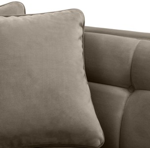 Casa Padrino Luxus Lounge Sofa Greige / Schwarz 223 x 95 x H. 68 cm - Linksseitiges Wohnzimmer Sofa mit edlem Samtsoff und 2 Kissen