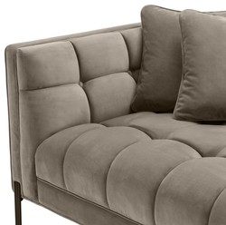 Casa Padrino Luxury Lounge Sofa Greige / Black 223 x 95 x H. 68 cm - Left Side Living Room Sofa with Fine Velvet and 2 Pillows