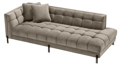 Casa Padrino Luxury Lounge Sofa Greige / Black 223 x 95 x H. 68 cm - Left Side Living Room Sofa with Fine Velvet and 2 Pillows