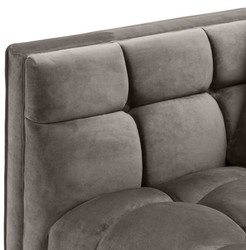 Casa Padrino canapé lounge de luxe gris - greige / laiton 223 x 95 x H. 68 cm - Canapé de Salon Côté Gauche avec Velours Fin et 2 Oreillers