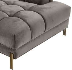 Casa Padrino canapé lounge de luxe gris - greige / laiton 223 x 95 x H. 68 cm - Canapé de Salon Côté Gauche avec Velours Fin et 2 Oreillers