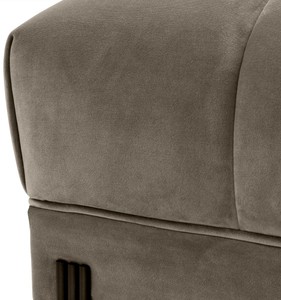 Casa Padrino Luxus Lounge Sofa Greige / Schwarz 223 x 95 x H. 68 cm - Rechtsseitiges Wohnzimmer Sofa mit edlem Samtsoff und 2 Kissen