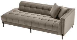Casa Padrino canapé lounge de luxe greige / noir 223 x 95 x H. 68 cm - Canapé de Salon Côté Droit avec Velours Fin et 2 Oreillers