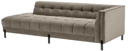 Casa Padrino canapé lounge de luxe greige / noir 223 x 95 x H. 68 cm - Canapé de Salon Côté Droit avec Velours Fin et 2 Oreillers