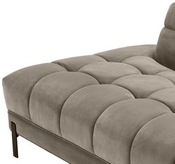 Casa Padrino canapé lounge de luxe greige / noir 223 x 95 x H. 68 cm - Canapé de Salon Côté Droit avec Velours Fin et 2 Oreillers