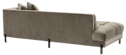 Casa Padrino canapé lounge de luxe greige / noir 223 x 95 x H. 68 cm - Canapé de Salon Côté Droit avec Velours Fin et 2 Oreillers