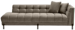 Casa Padrino canapé lounge de luxe greige / noir 223 x 95 x H. 68 cm - Canapé de Salon Côté Droit avec Velours Fin et 2 Oreillers