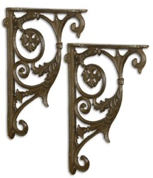 Casa Padrino Art Nouveau Wall Bracket Set Antique Brown 18 x H. 26.6 cm - Baroque & Art Nouveau Wall Decoration Accessories