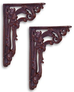 judendstil wandhalter set, barock wandhalter, antik stil wandhalter, gusseisen wandhalter, wandhalter antik rotbraun, metall wandhalter, barock wanddeko, judendstil wanddeko, antik stil wanddeko