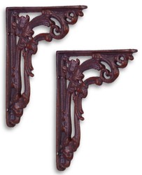 Casa Padrino Ensemble de Support Mural Art Nouveau Marron Rougeâtre Antique 14,7 x H. 19,4 cm - Accessoires de Décoration Murale Baroque & Art Nouveau