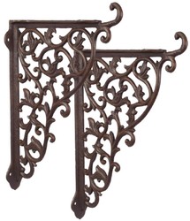 Casa Padrino Art Nouveau Cast Iron Wall Bracket Set Brown H. 37 cm - Baroque & Art Nouveau Wall Decor