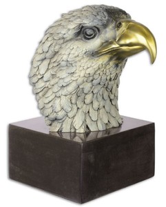 Casa Padrino escultura de bronce de lujo cabeza de águila multicolor / negro 19,6 x 28 x H. 31,3 cm - Figura de Bronce con Base de Mármol - Accesorios Deco