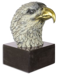 Casa Padrino escultura de bronce de lujo cabeza de águila multicolor / negro 19,6 x 28 x H. 31,3 cm - Figura de Bronce con Base de Mármol - Accesorios Deco