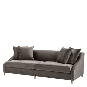 Casa Padrino Ssofá de terciopelo gris / Latón 223 x 94 x H. 73 cm - Sofá de Salón con 4 Almohadas - Muebles de Lujo Casa Padrino Ssofá de terciopelo gris / Latón 223 x 94 x H. 73 cm - Sofá de Salón con 4 Almohadas - Muebles de Lujo
