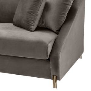 Casa Padrino Luxus Samtsofa Grau / Messingfarben 223 x 94 x H. 73 cm - Wohnzimmer Sofa mit 4 Kissen - Luxus Möbel