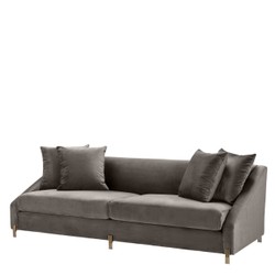 Casa Padrino divano in velluto grigio / Ottone 223 x 94 x H. 73 cm - Divano del Soggiorno con 4 Cuscini - Mobili di Lusso Casa Padrino divano in velluto grigio / Ottone 223 x 94 x H. 73 cm - Divano del Soggiorno con 4 Cuscini - Mobili di Lusso