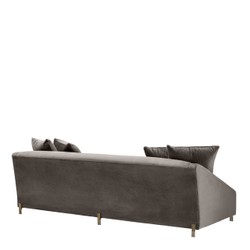 Casa Padrino divano in velluto grigio / Ottone 223 x 94 x H. 73 cm - Divano del Soggiorno con 4 Cuscini - Mobili di Lusso Casa Padrino divano in velluto grigio / Ottone 223 x 94 x H. 73 cm - Divano del Soggiorno con 4 Cuscini - Mobili di Lusso