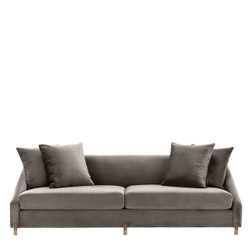 Casa Padrino divano in velluto grigio / Ottone 223 x 94 x H. 73 cm - Divano del Soggiorno con 4 Cuscini - Mobili di Lusso Casa Padrino divano in velluto grigio / Ottone 223 x 94 x H. 73 cm - Divano del Soggiorno con 4 Cuscini - Mobili di Lusso