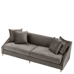 Casa Padrino divano in velluto grigio / Ottone 223 x 94 x H. 73 cm - Divano del Soggiorno con 4 Cuscini - Mobili di Lusso Casa Padrino divano in velluto grigio / Ottone 223 x 94 x H. 73 cm - Divano del Soggiorno con 4 Cuscini - Mobili di Lusso