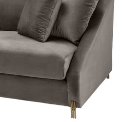 Casa Padrino divano in velluto grigio / Ottone 223 x 94 x H. 73 cm - Divano del Soggiorno con 4 Cuscini - Mobili di Lusso Casa Padrino divano in velluto grigio / Ottone 223 x 94 x H. 73 cm - Divano del Soggiorno con 4 Cuscini - Mobili di Lusso