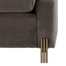 Casa Padrino divano in velluto grigio / Ottone 223 x 94 x H. 73 cm - Divano del Soggiorno con 4 Cuscini - Mobili di Lusso Casa Padrino divano in velluto grigio / Ottone 223 x 94 x H. 73 cm - Divano del Soggiorno con 4 Cuscini - Mobili di Lusso