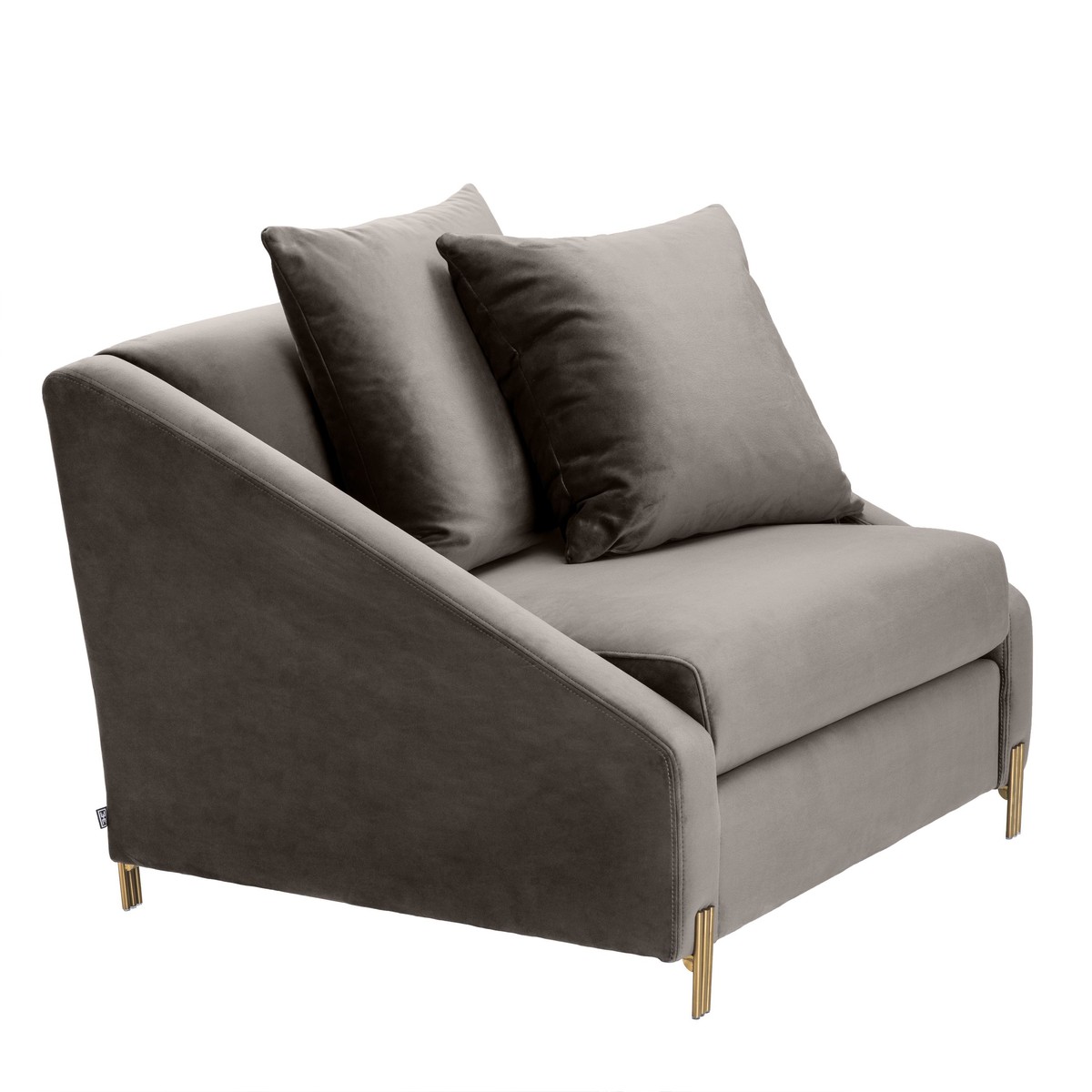 Casa Padrino sillón de terciopelo gris / latón 88 x 94 x H. 73 cm - Sillón de Salón con 2 Cojines - Muebles de Lujo Casa Padrino sillón de terciopelo gris / latón 88 x 94 x H. 73 cm - Sillón de Salón con 2 Cojines - Muebles de Lujo