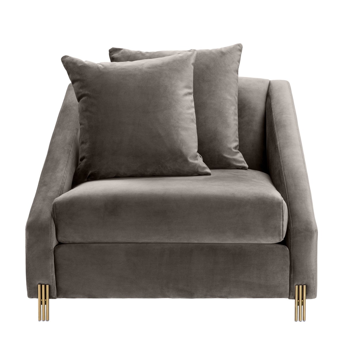 Casa Padrino sillón de terciopelo gris / latón 88 x 94 x H. 73 cm - Sillón de Salón con 2 Cojines - Muebles de Lujo Casa Padrino sillón de terciopelo gris / latón 88 x 94 x H. 73 cm - Sillón de Salón con 2 Cojines - Muebles de Lujo