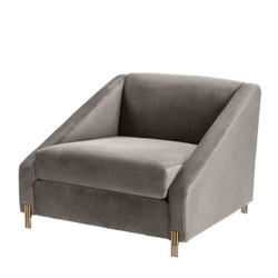 Casa Padrino sillón de terciopelo gris / latón 88 x 94 x H. 73 cm - Sillón de Salón con 2 Cojines - Muebles de Lujo