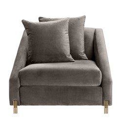 Casa Padrino sillón de terciopelo gris / latón 88 x 94 x H. 73 cm - Sillón de Salón con 2 Cojines - Muebles de Lujo