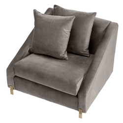 Casa Padrino sillón de terciopelo gris / latón 88 x 94 x H. 73 cm - Sillón de Salón con 2 Cojines - Muebles de Lujo