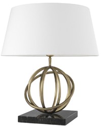 Casa Padrino luxury table lamp antique brass / black / white Ø 50 x H. 57 cm - Brass Table Light with Marble Base and Round Lampshade