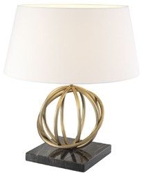 Casa Padrino luxury table lamp antique brass / black / white Ø 50 x H. 57 cm - Brass Table Light with Marble Base and Round Lampshade