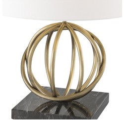 Casa Padrino luxury table lamp antique brass / black / white Ø 50 x H. 57 cm - Brass Table Light with Marble Base and Round Lampshade
