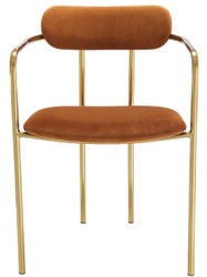 Casa Padrino sedie da pranzo di lusso con braccioli arancio / oro 53 x 50 x H. 74 cm - Sedie da Cucina con Tessuto in Velluto Pregiato - Set da Sala da Pranzo - Mobili per Sala da Pranzo