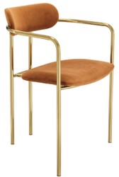 Casa Padrino sedie da pranzo di lusso con braccioli arancio / oro 53 x 50 x H. 74 cm - Sedie da Cucina con Tessuto in Velluto Pregiato - Set da Sala da Pranzo - Mobili per Sala da Pranzo