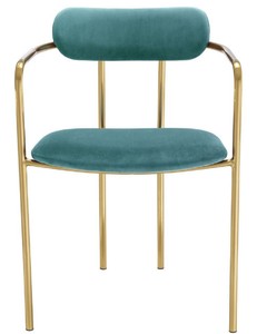 Casa Padrino Luxus Esszimmerstühle mit Armlehnen Türkis / Gold 53 x 50 x H. 74 cm - Küchenstühle mit edlem Samtstoff - Esszimmer Set - Esszimmer Möbel