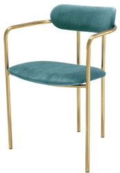 Casa Padrino sedie da pranzo di lusso con braccioli turchese / oro 53 x 50 x H. 74 cm - Sedie da Cucina con Tessuto in Velluto Pregiato - Set da Sala da Pranzo - Mobili per Sala da Pranzo