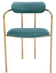 Casa Padrino sedie da pranzo di lusso con braccioli turchese / oro 53 x 50 x H. 74 cm - Sedie da Cucina con Tessuto in Velluto Pregiato - Set da Sala da Pranzo - Mobili per Sala da Pranzo