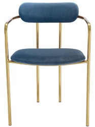 Casa Padrino sedie da pranzo di lusso con braccioli blu / oro 53 x 50 x H. 74 cm - Sedie da Cucina con Tessuto in Velluto Pregiato - Set da Sala da Pranzo - Mobili per Sala da Pranzo