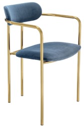 Casa Padrino sedie da pranzo di lusso con braccioli blu / oro 53 x 50 x H. 74 cm - Sedie da Cucina con Tessuto in Velluto Pregiato - Set da Sala da Pranzo - Mobili per Sala da Pranzo