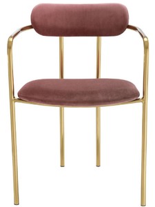 Casa Padrino Luxus Esszimmerstühle mit Armlehnen Rosa / Gold 53 x 50 x H. 74 cm - Küchenstühle mit edlem Samtstoff - Esszimmer Set - Esszimmer Möbel