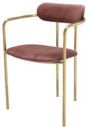 Casa Padrino luxury dining chairs with armrests rose / gold 53 x 50 x H. 74 cm - Kitchen Chairs with Fine Velvet Fabric - Dining Set - Dining Room Furniture