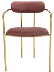 Casa Padrino luxury dining chairs with armrests rose / gold 53 x 50 x H. 74 cm - Kitchen Chairs with Fine Velvet Fabric - Dining Set - Dining Room Furniture