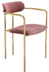 Casa Padrino luxury dining chairs with armrests rose / gold 53 x 50 x H. 74 cm - Kitchen Chairs with Fine Velvet Fabric - Dining Set - Dining Room Furniture
