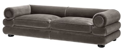 Casa Padrino Luxury Velvet Sofa Gray / Black 233 x 96 x H. 65 cm - Living Room Sofa - Luxury Quality