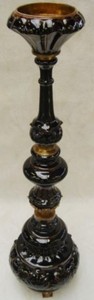 Casa Padrino Art Nouveau Candlestick Black / Brass H. 93 cm - Porcelain Candle Holder - Baroque & Art Nouveau Decoration Accessories