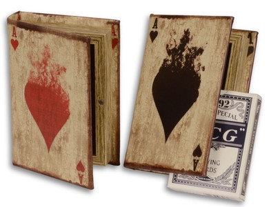 Casa Padrino Deco Playing Cards Boxes in Books Optics Antique Natural 9.5 x 3 x H. 13.7 cm - Deco Accessories