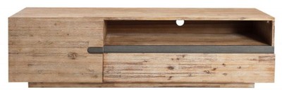 Casa Padrino designer TV cabinet with door and drawer natural / teak gray 170 x 42 x H. 46 cm - Sideboard - Handmade from Solid Wood!