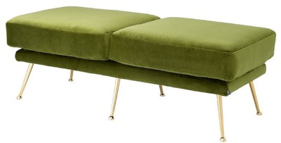 Casa Padrino panca di lusso verde / ottone 125 x 58 x H. 45 cm - Mobili di Lusso